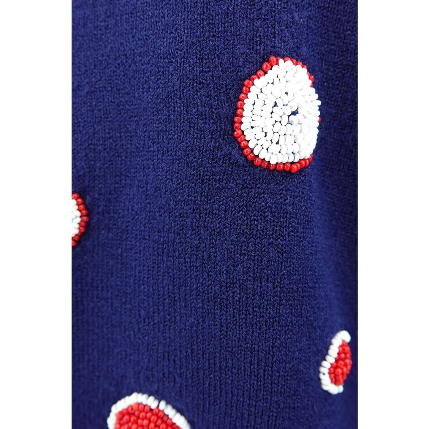 Vintage 1960s Schiaparelli Navy Beaded Polka Dot Cardigan