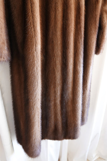 AEM Hurtig Furs  Canadian Mink Coat with Embroidered Silk Lining 1960s - 70s