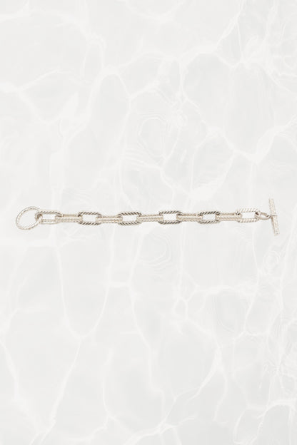 Vintage Tiffany & Co. chunky .925 sterling silver rope link toggle chain bracelet, 90s designer jewelry