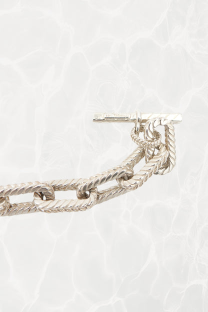 Vintage Tiffany & Co. chunky .925 sterling silver rope link toggle chain bracelet, 90s designer jewelry