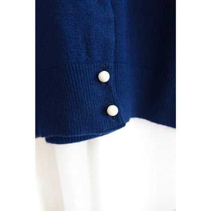 Vintage 1960s Schiaparelli Navy Beaded Polka Dot Cardigan