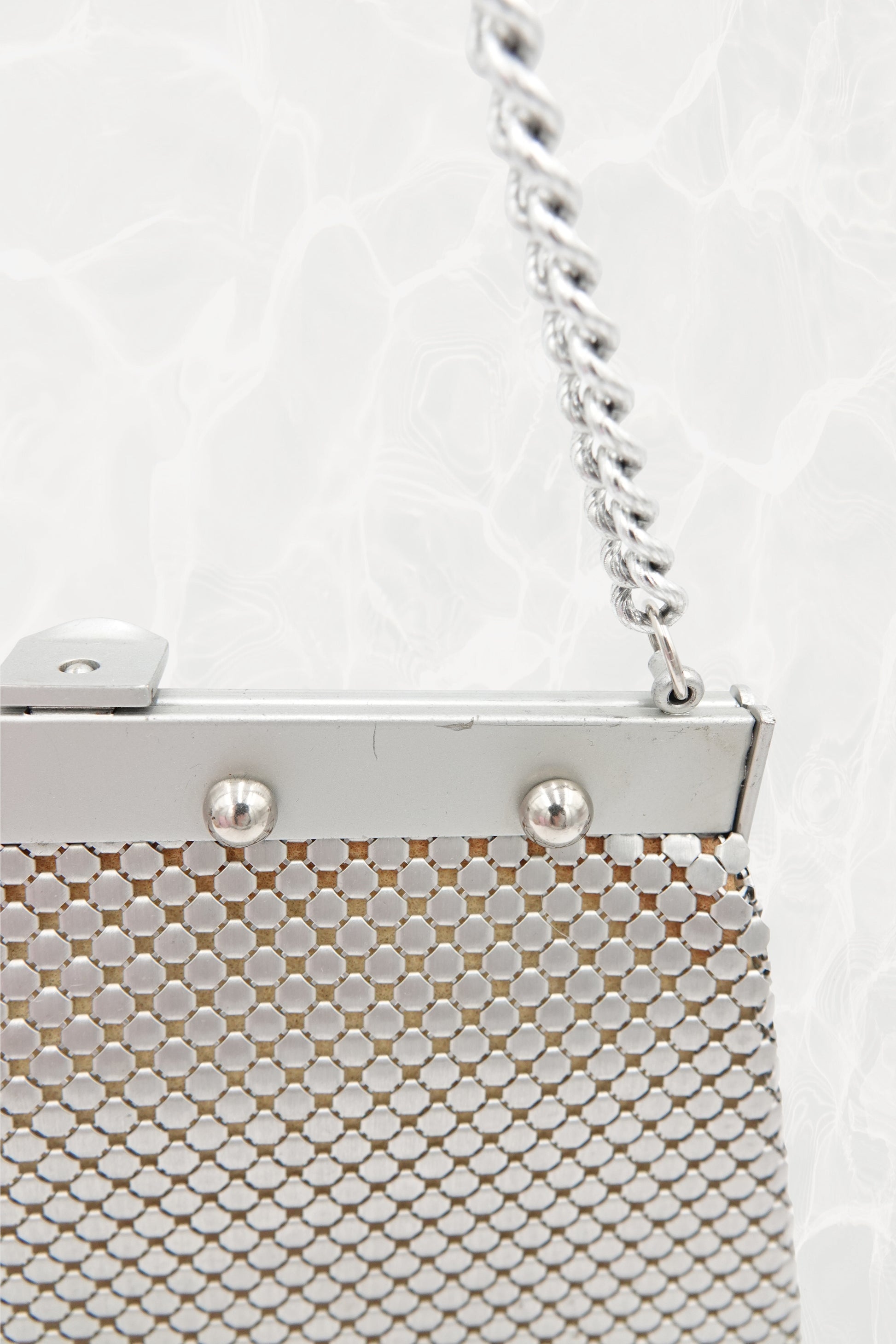 Silver Mesh Evening Bag with Chain Handle