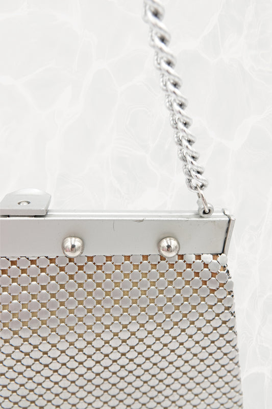 Silver Mesh Evening Bag with Chain Handle