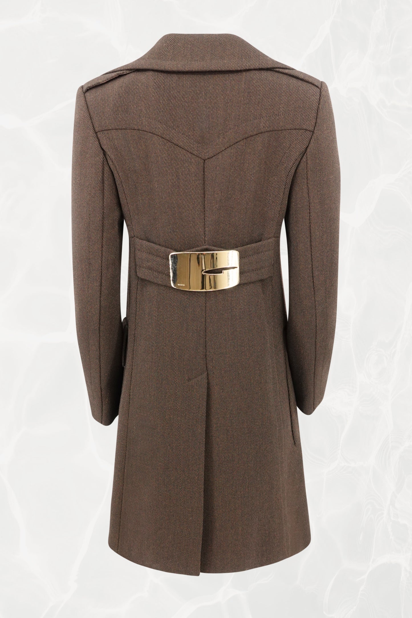 Tom Ford for Gucci FW1996 coat, three-quarter view showing collar construction — Disco Palma