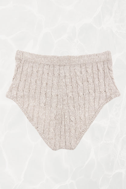 SS24 Linen Cable Knit Mini Shorts with Scattered Sequins