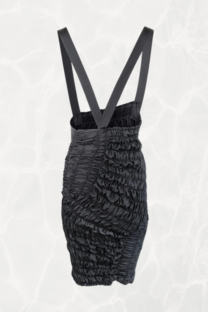 Comme Des Garçons Black Ruched Suspender Dress Circa 1989