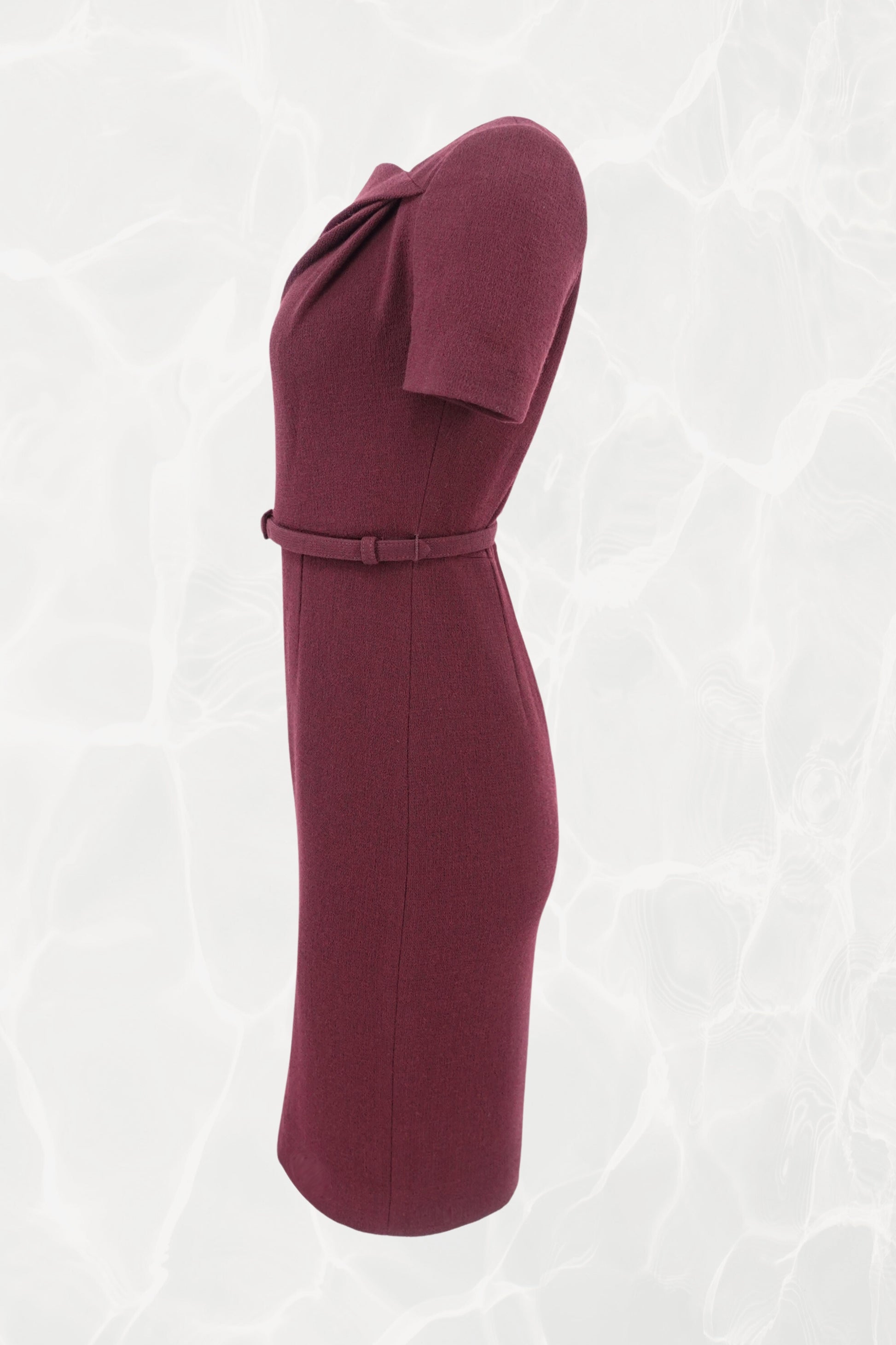 Roland Mouret AW25 Mulberry crepe pencil dress, three-quarter front — Disco Palma