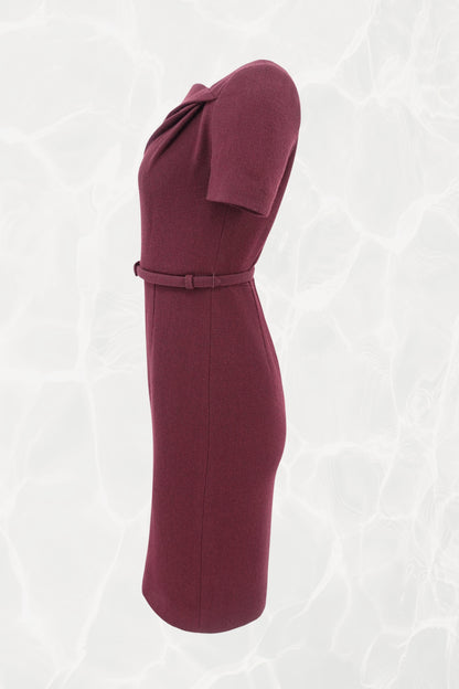 Roland Mouret AW25 Mulberry crepe pencil dress, three-quarter front — Disco Palma