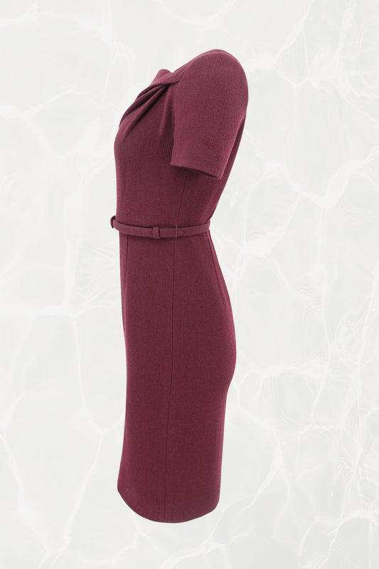 Roland Mouret AW25 Mulberry crepe pencil dress, three-quarter front — Disco Palma
