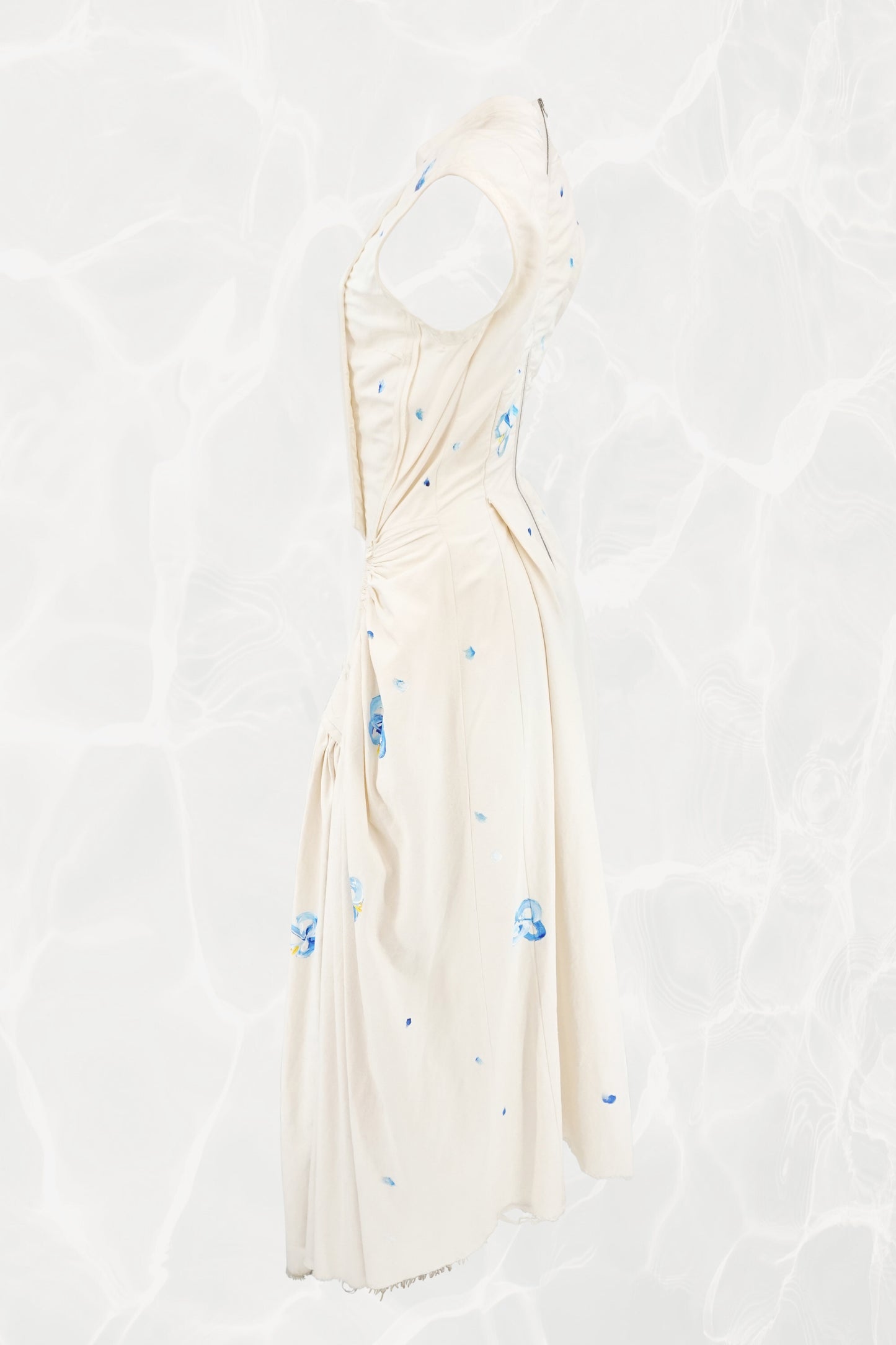SS19 Hand-Painted Floral Cotton Canvas Gown