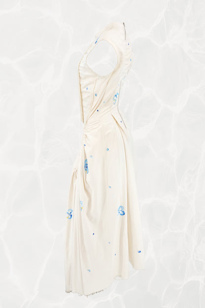 SS19 Hand-Painted Floral Cotton Canvas Gown