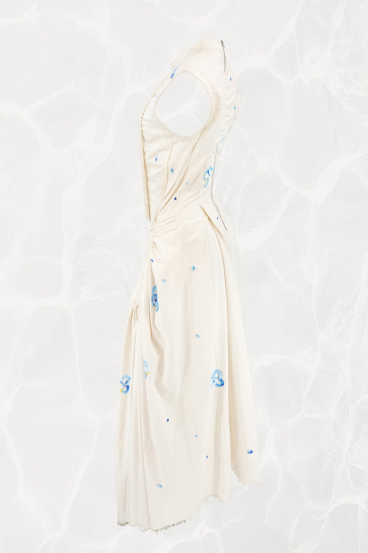 SS19 Hand-Painted Floral Cotton Canvas Gown