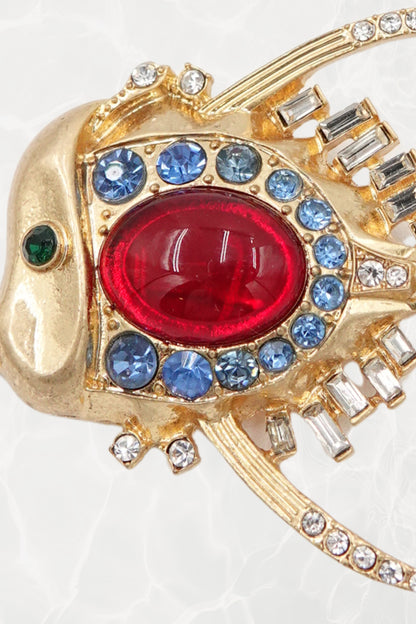 Trifari by Alfred Philippe Gold-Plated Sterling Silver Fish Brooch, Circa 1945
