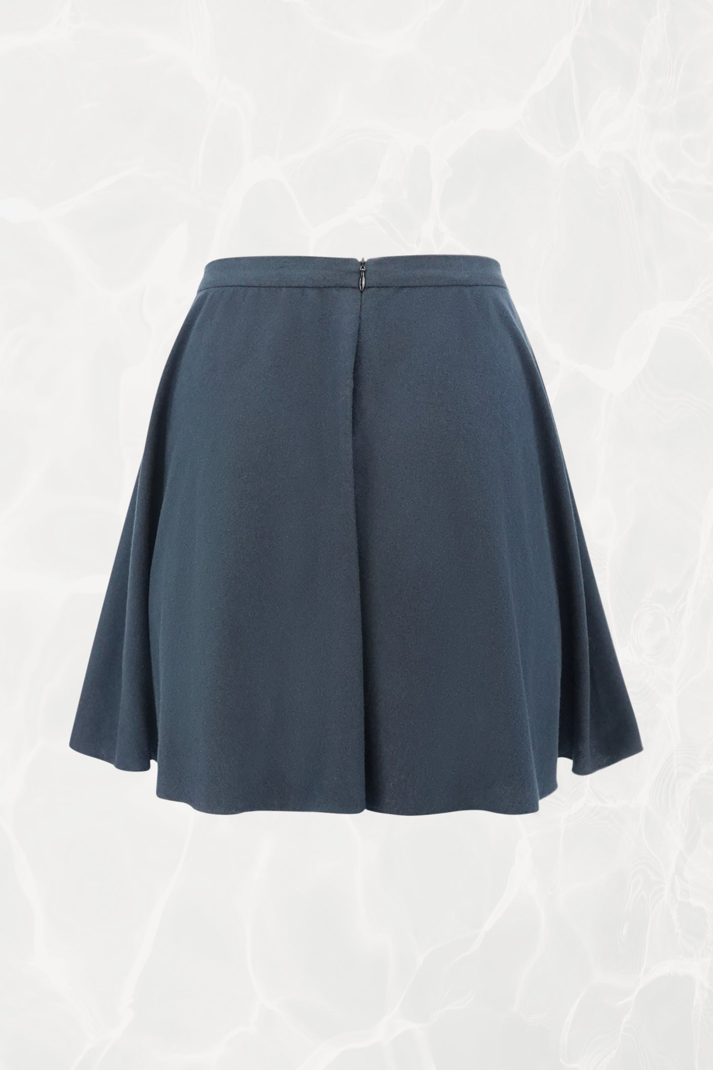 AW03 Black & Navy Fringe Goat Fur Mini Skirt with Bondage Straps