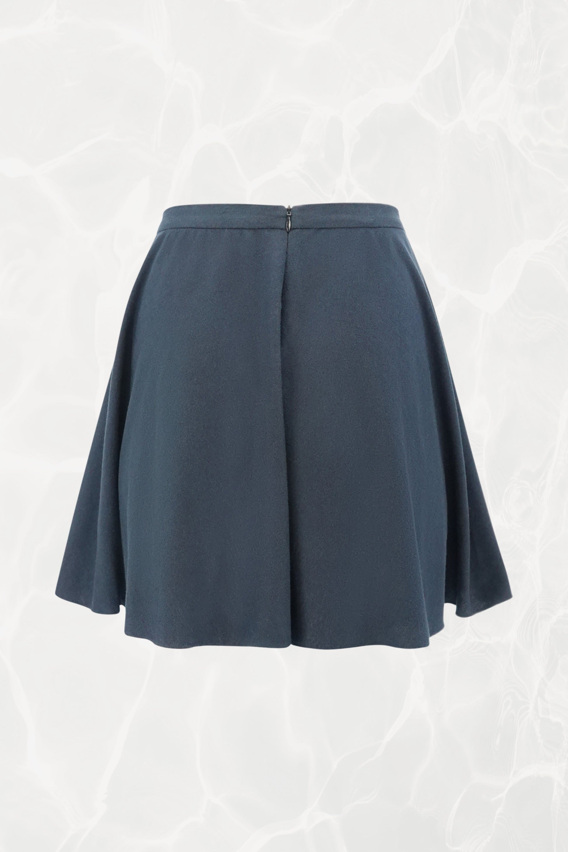 AW03 Black & Navy Fringe Goat Fur Mini Skirt with Bondage Straps