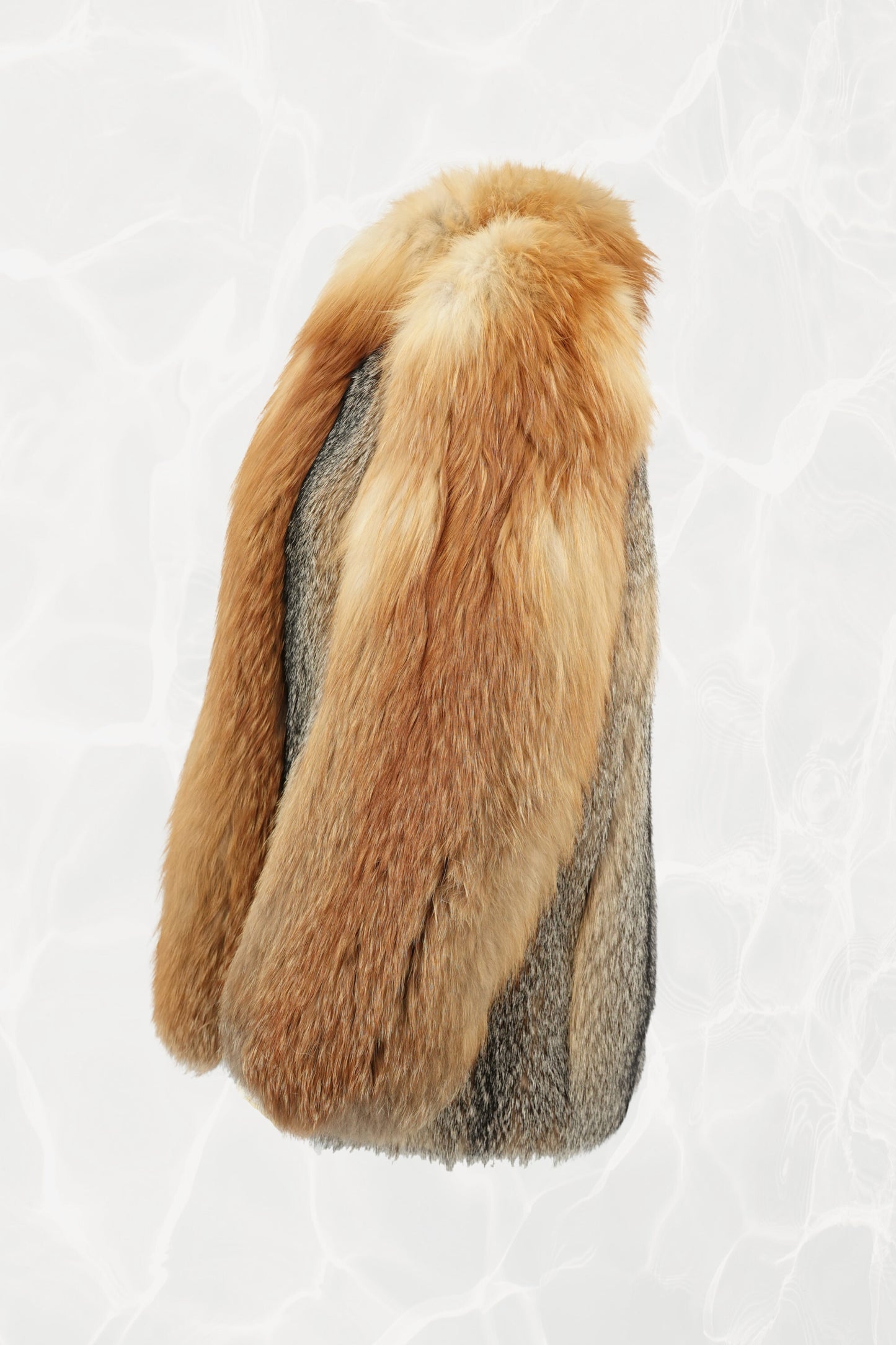 1970s Voluminous Red Fox Fur Cropped Jacket with Natural Silver Fox Panels