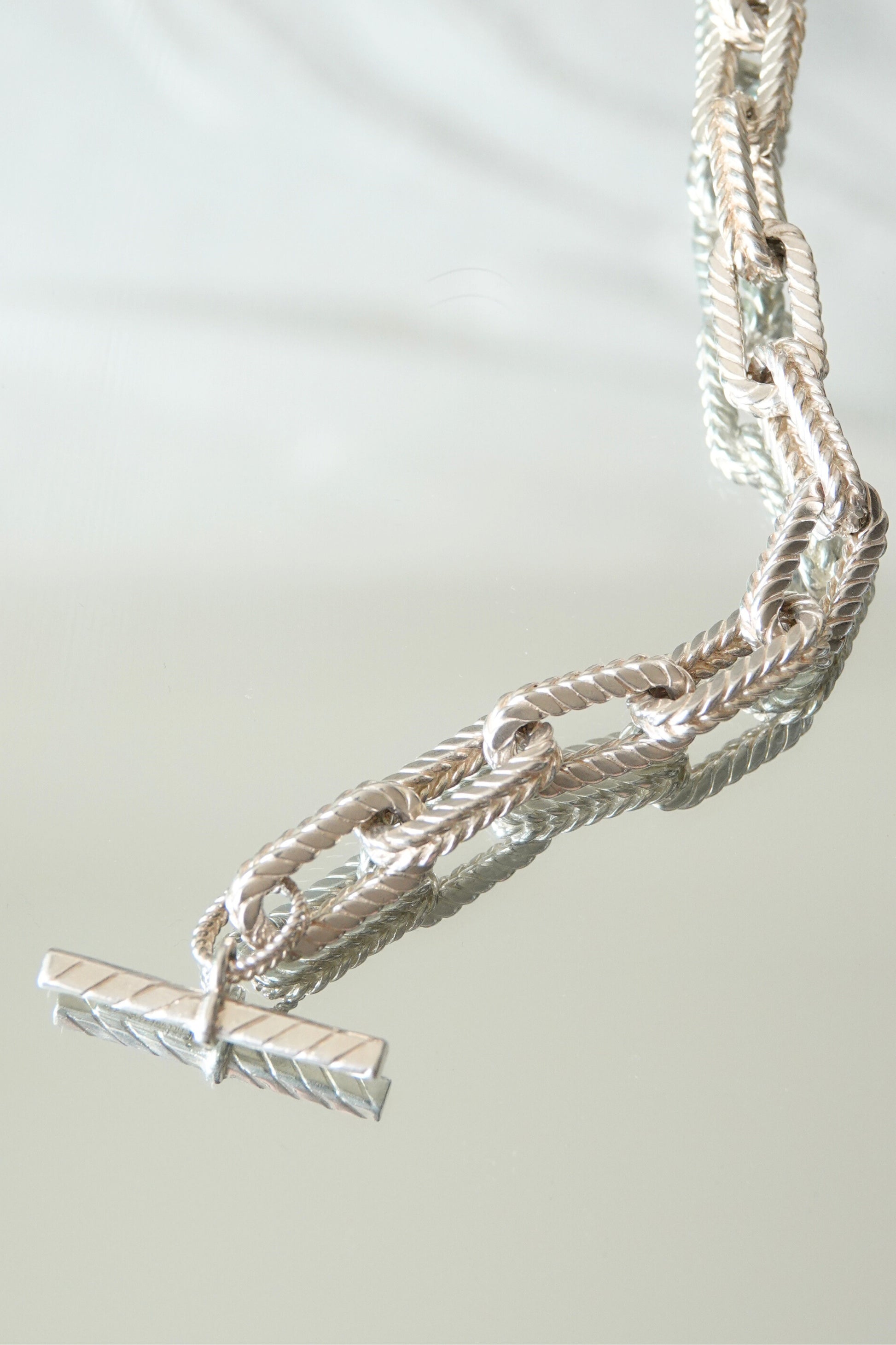 Vintage Tiffany & Co. chunky .925 sterling silver rope link toggle chain bracelet, 90s designer jewelry