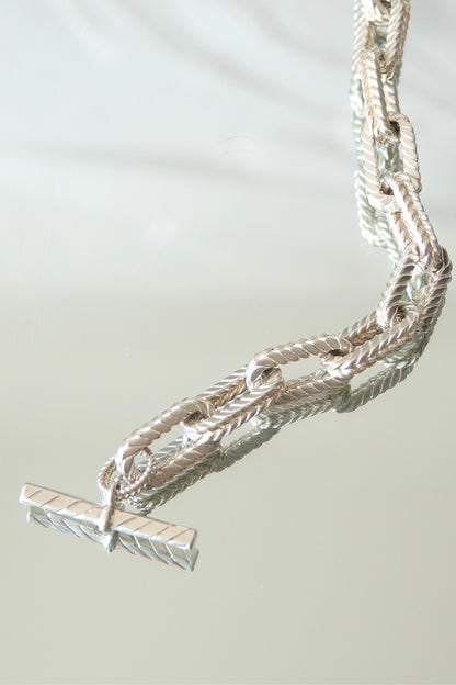 Vintage Tiffany & Co. chunky .925 sterling silver rope link toggle chain bracelet, 90s designer jewelry