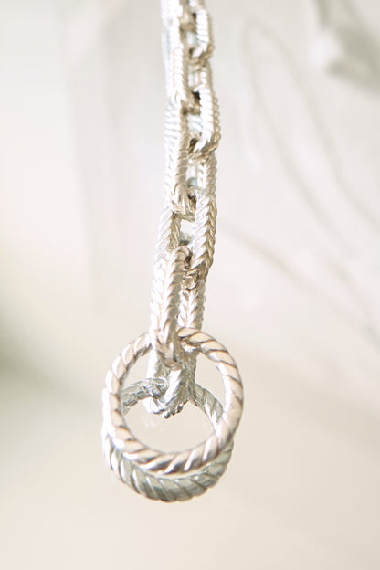 Vintage Tiffany & Co. chunky .925 sterling silver rope link toggle chain bracelet, 90s designer jewelry