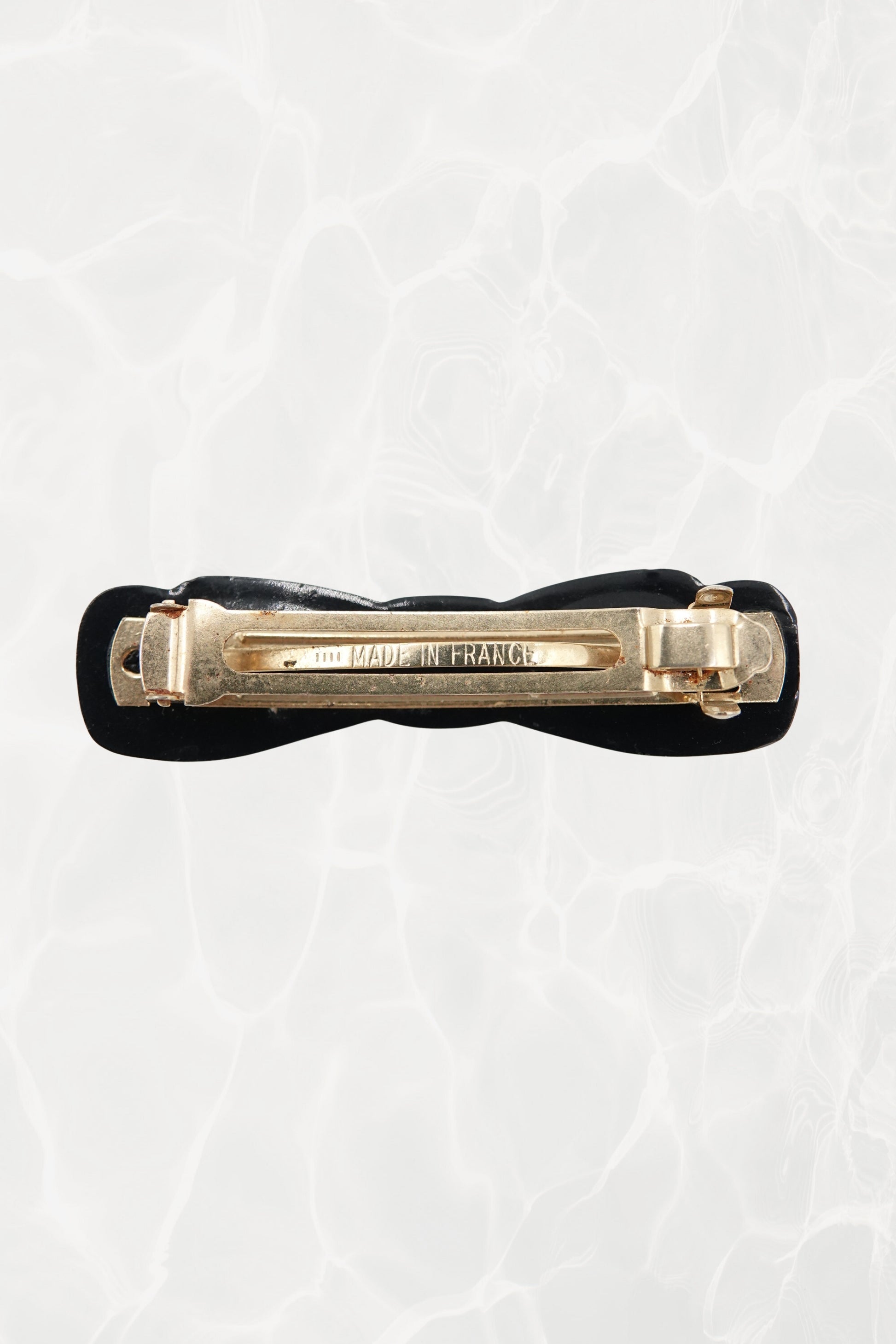 Alexandrine Paris barrette — back view showing Made in France stamp on gold clip