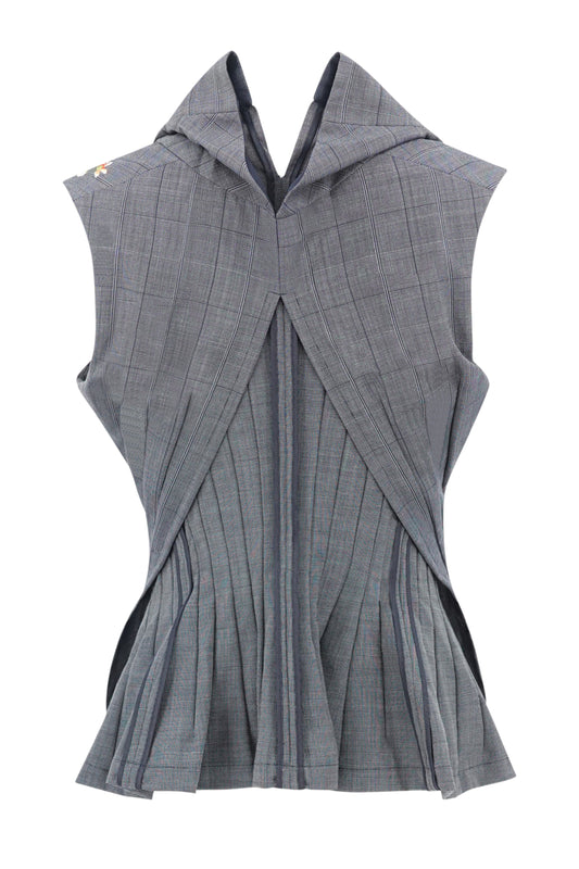 Junya Watanabe Comme des Garçons AD 1996 Embroidered Pleated Glen Check Vest