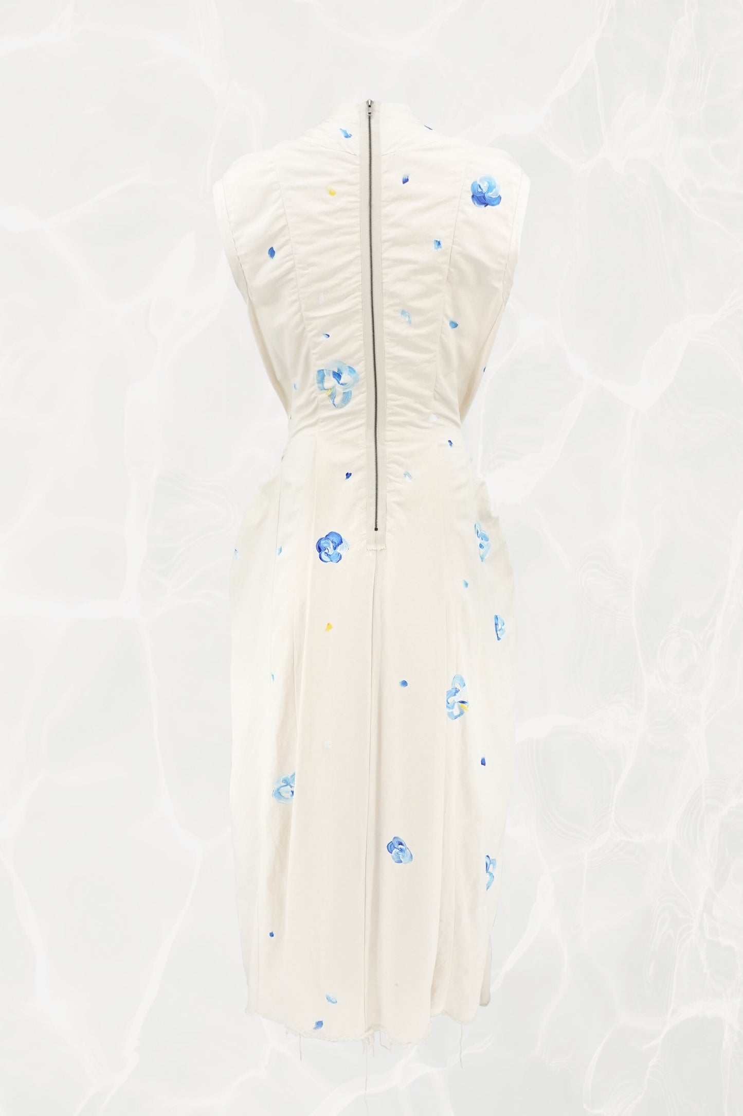 SS19 Hand-Painted Floral Cotton Canvas Gown