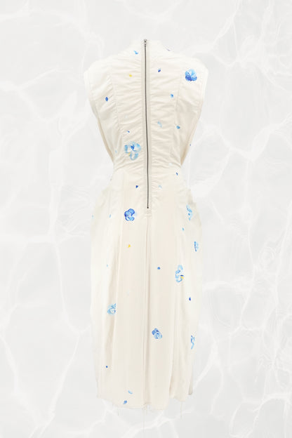 SS19 Hand-Painted Floral Cotton Canvas Gown