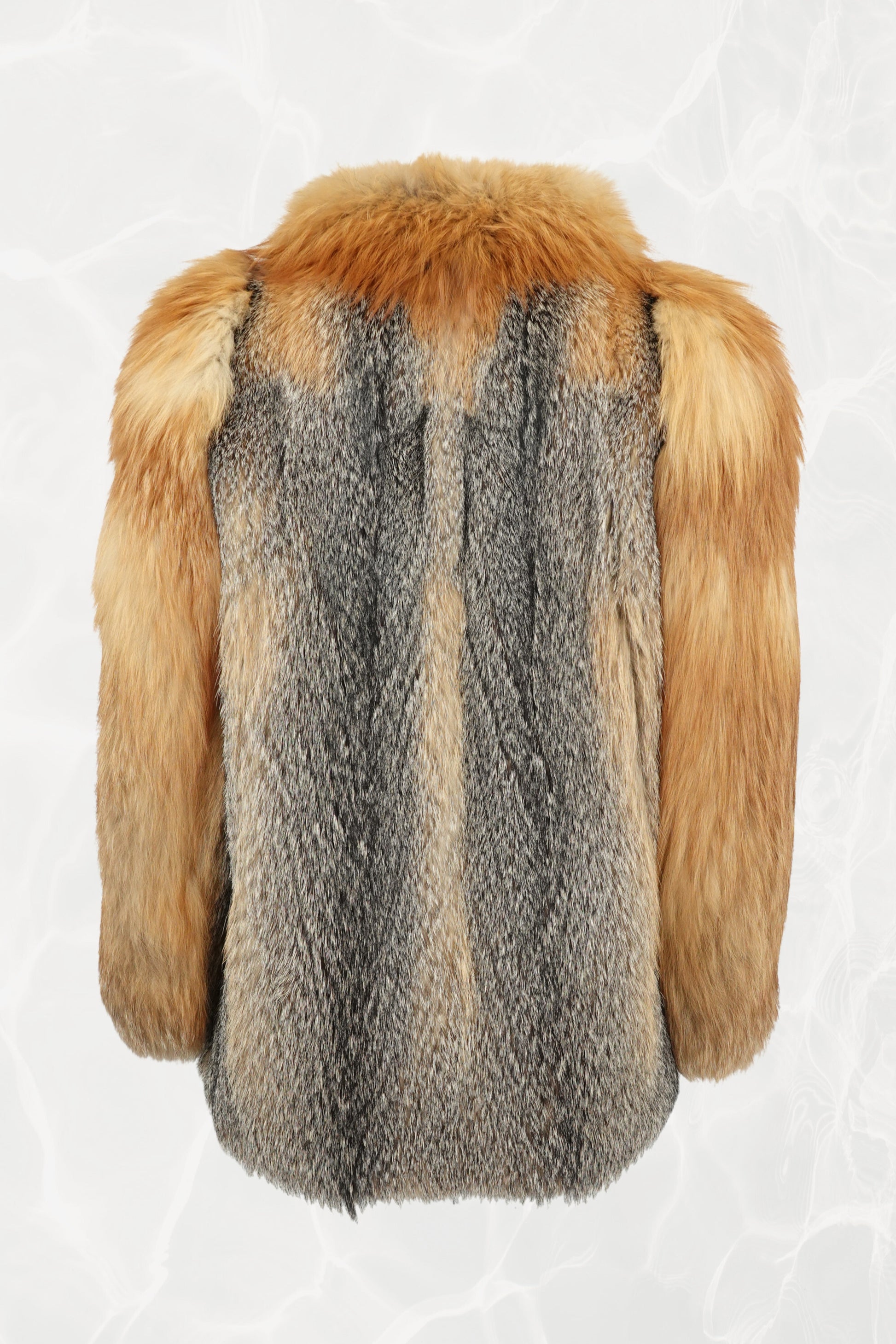 1970s Voluminous Red Fox Fur Cropped Jacket with Natural Silver Fox Panels