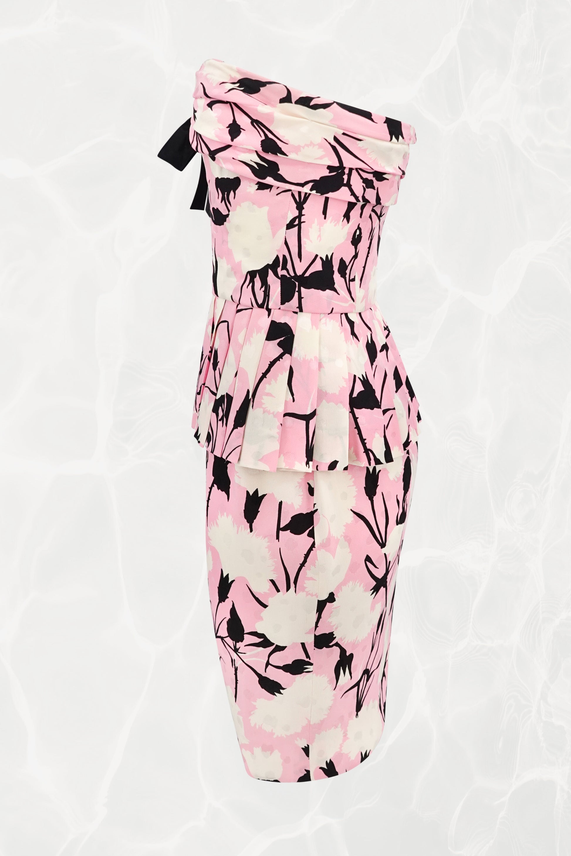 John Galliano for Dior silk bustier and skirt set, angled view — Disco Palma