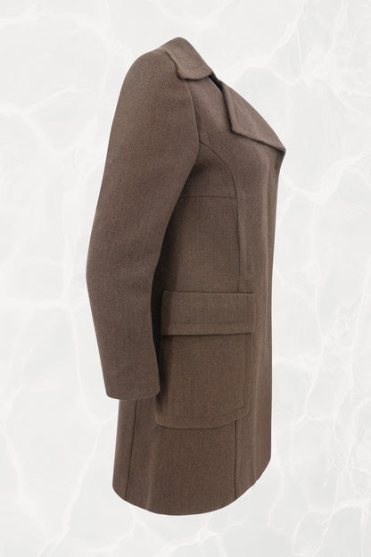 Tom Ford for Gucci FW1996 coat, back view with Gucci G hardware and chevron seaming — Disco Palma