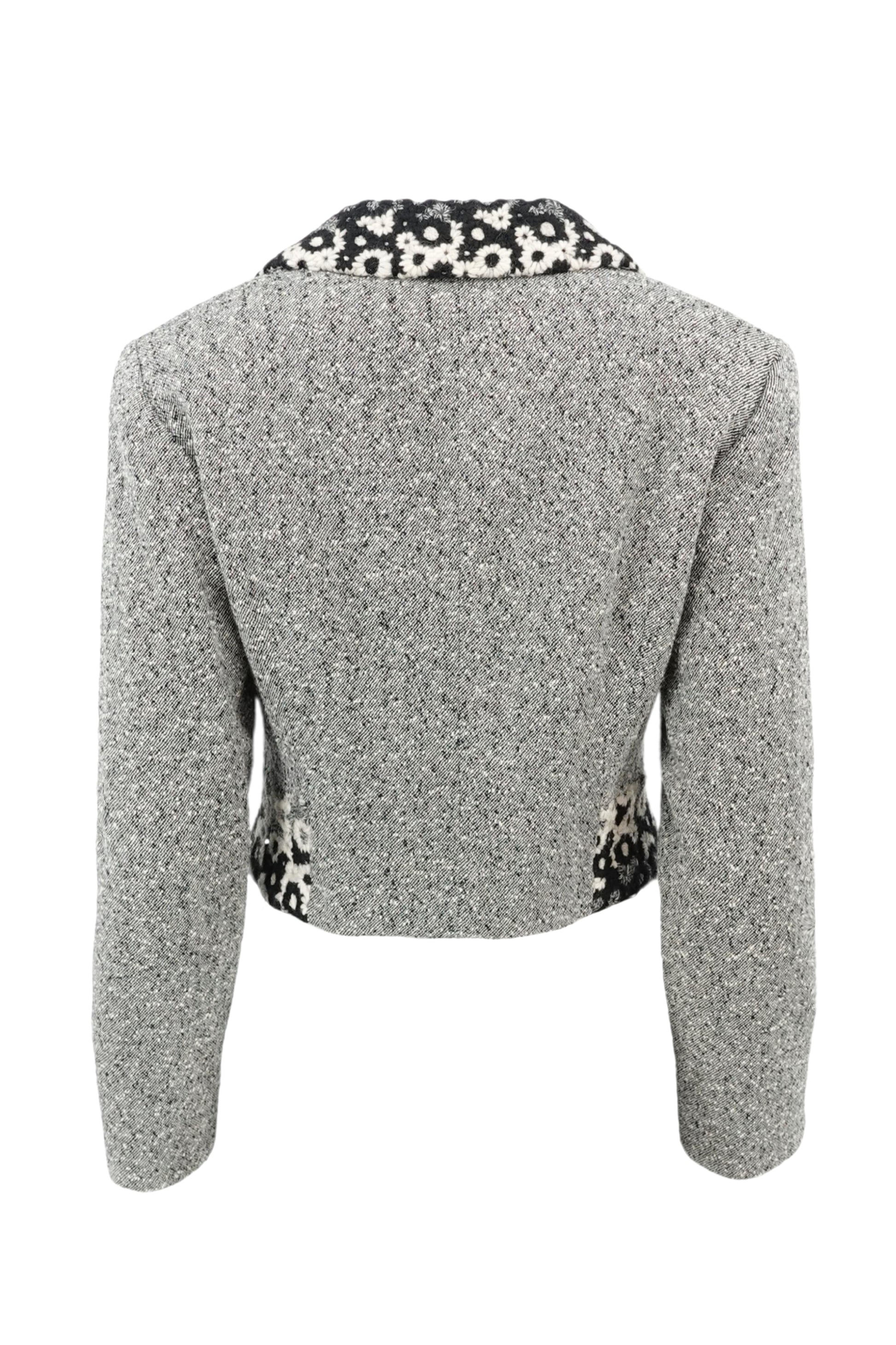 Kenzo Paris gray tweed cropped blazer, three-quarter view — Disco Palma