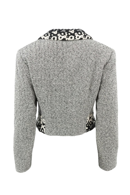 Kenzo Paris gray tweed cropped blazer, three-quarter view — Disco Palma