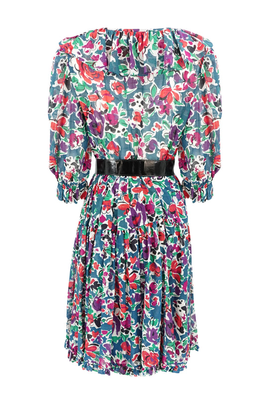 Yves Saint Laurent floral cotton two-piece set, three-quarter view — Disco Palma