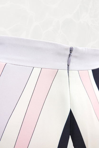 Structured Ruffle Printed Silk Mini Skirt