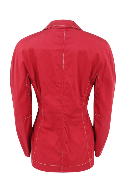 Vivienne Westwood Anglomania red cotton corseted blazer, three-quarter view — Disco Palma