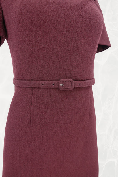 Roland Mouret AW25 Mulberry crepe pencil dress, side view — Disco Palma