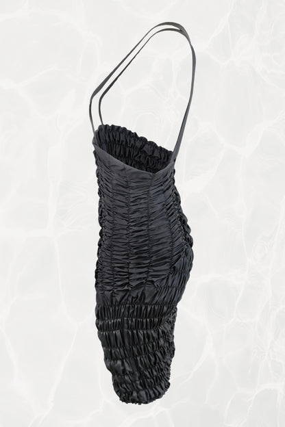 Comme Des Garçons Black Ruched Suspender Dress Circa 1989