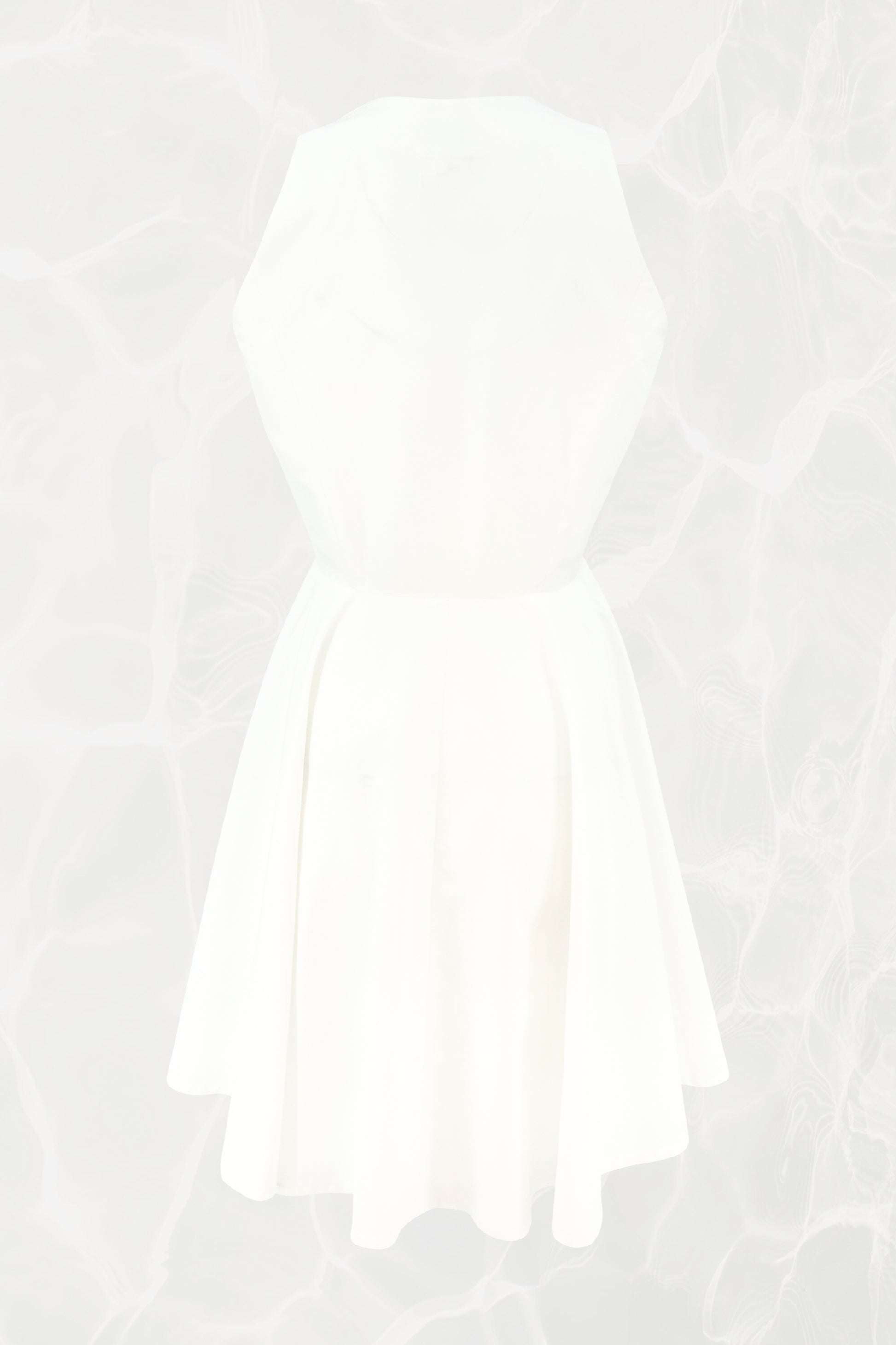1990's White Poplin Sleeveless Gold Button-Front Flare Dress