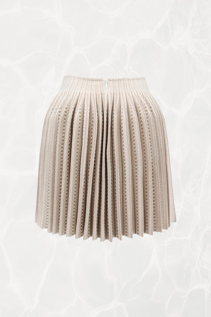 Structured Geometric Print Pleated Knit Skirt