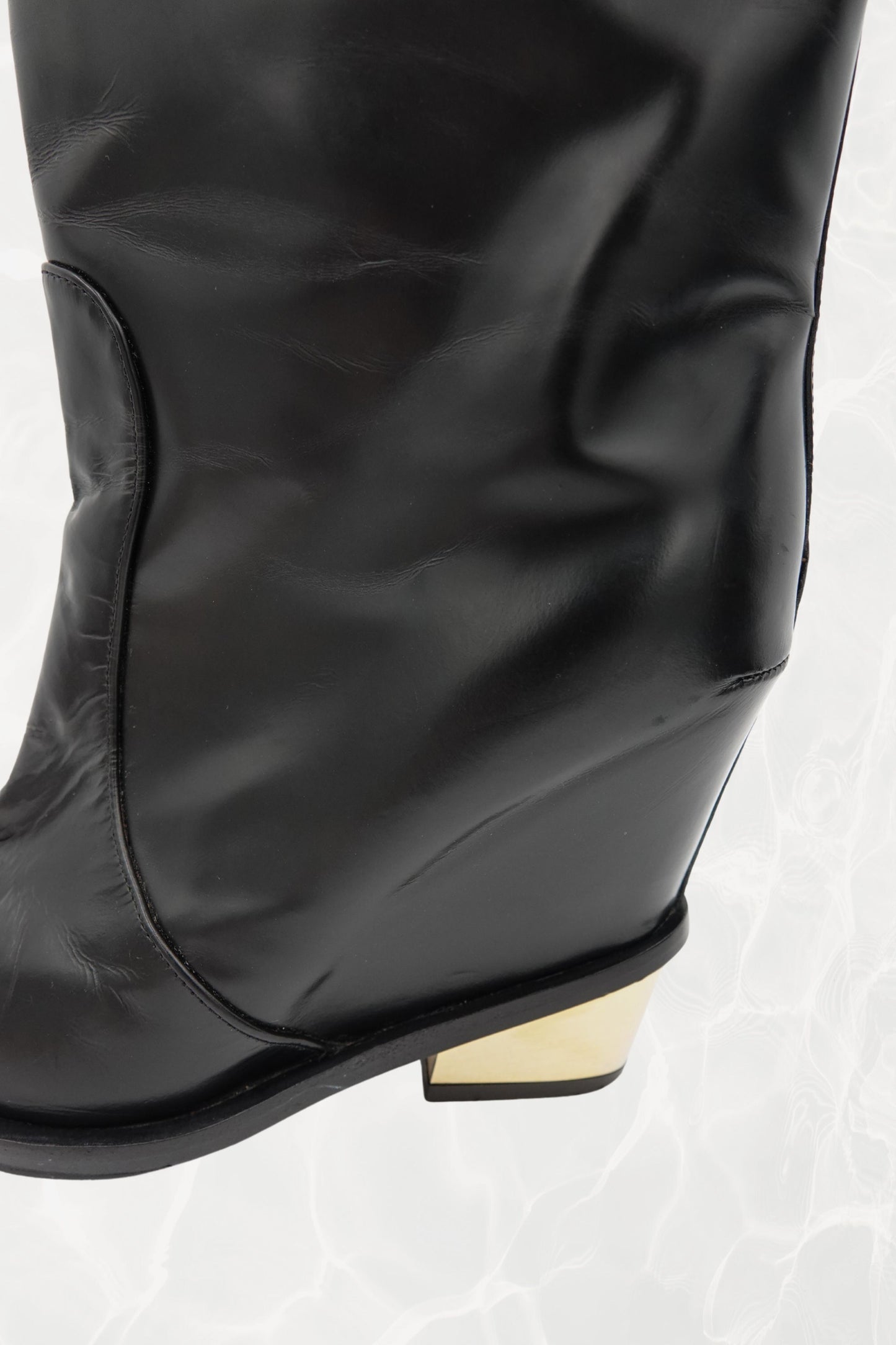 Cowboy Wedge Boots with Gold Hardware Heels