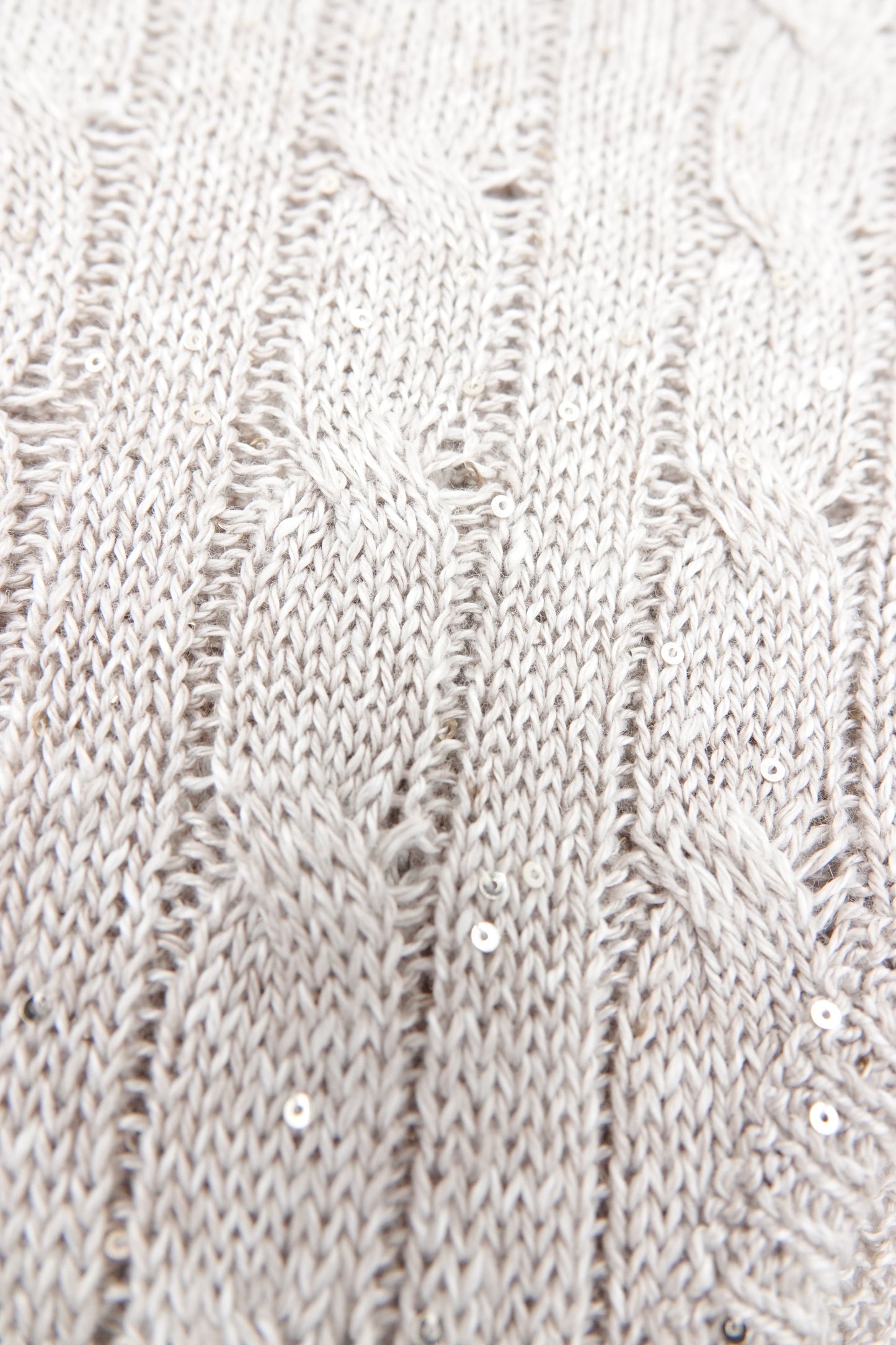 SS24 Linen Cable Knit Mini Shorts with Scattered Sequins