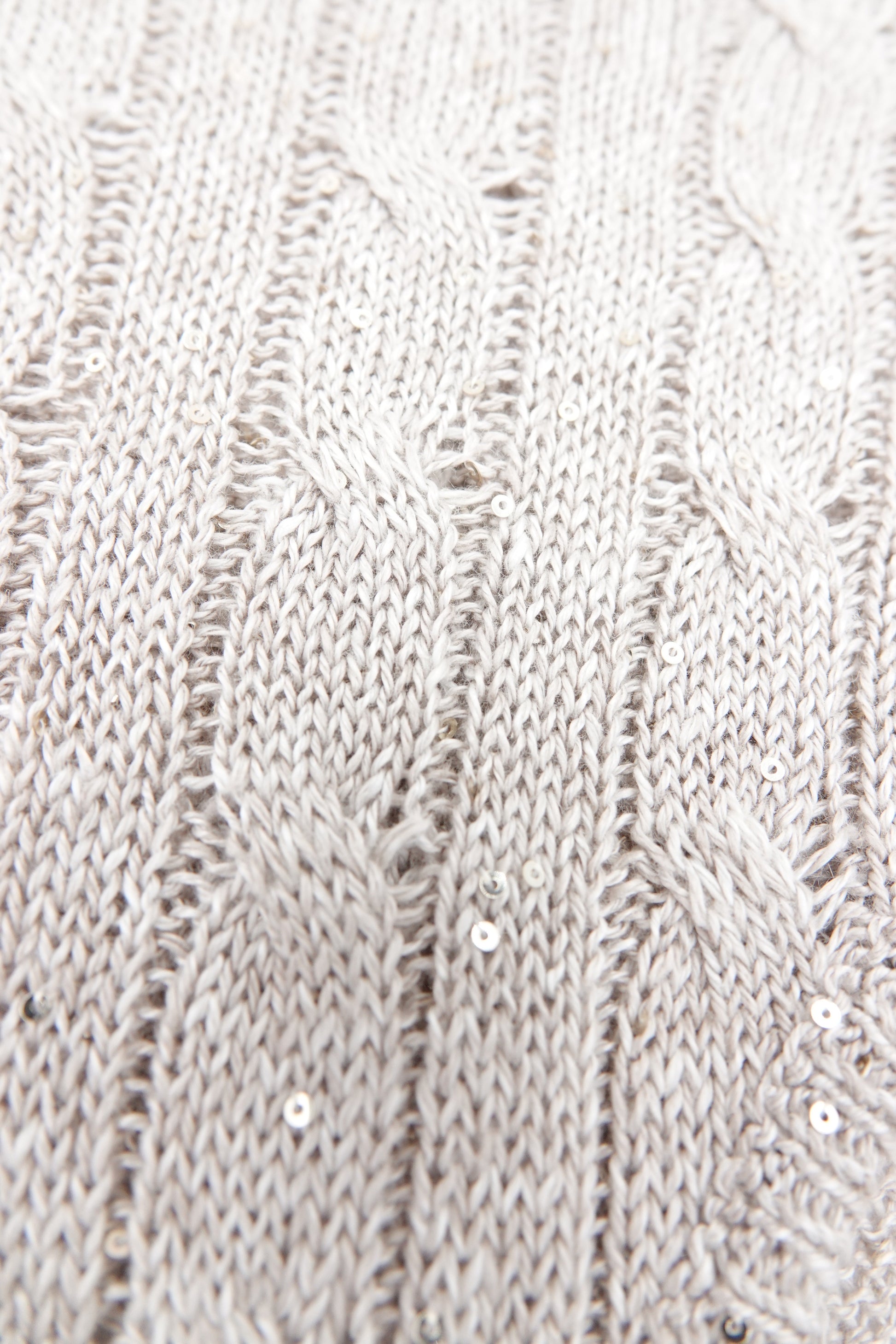 SS24 Linen Cable Knit Mini Shorts with Scattered Sequins