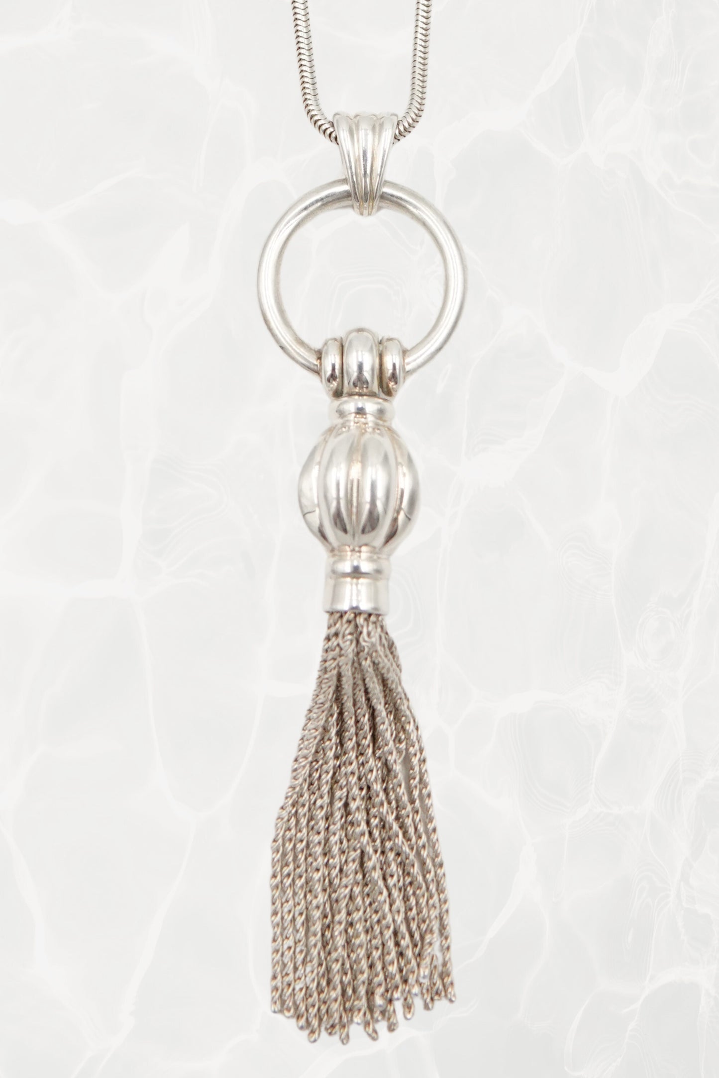 Tiffany & Co. sterling silver ring and tassel pendant necklace, vintage designer jewelry