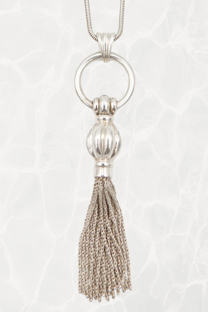 Tiffany & Co. sterling silver ring and tassel pendant necklace, vintage designer jewelry