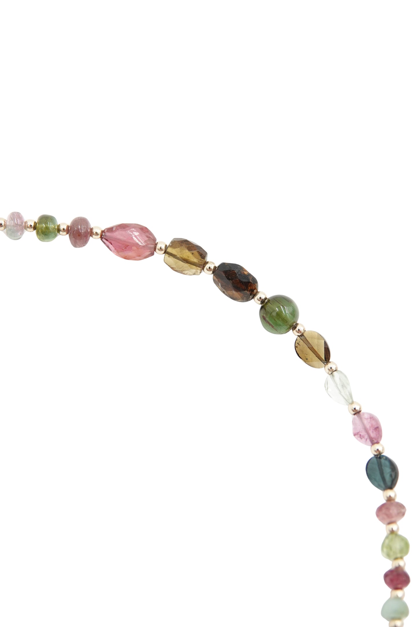 Vintage Rainbow Tourmaline Beaded Necklace with 18k Gold Spacers