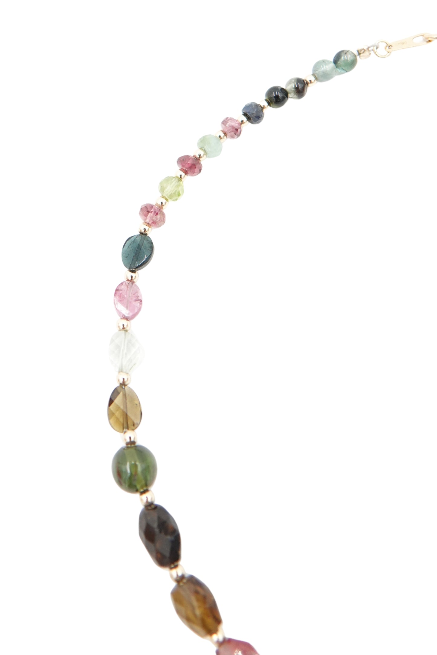 Vintage Rainbow Tourmaline Beaded Necklace with 18k Gold Spacers