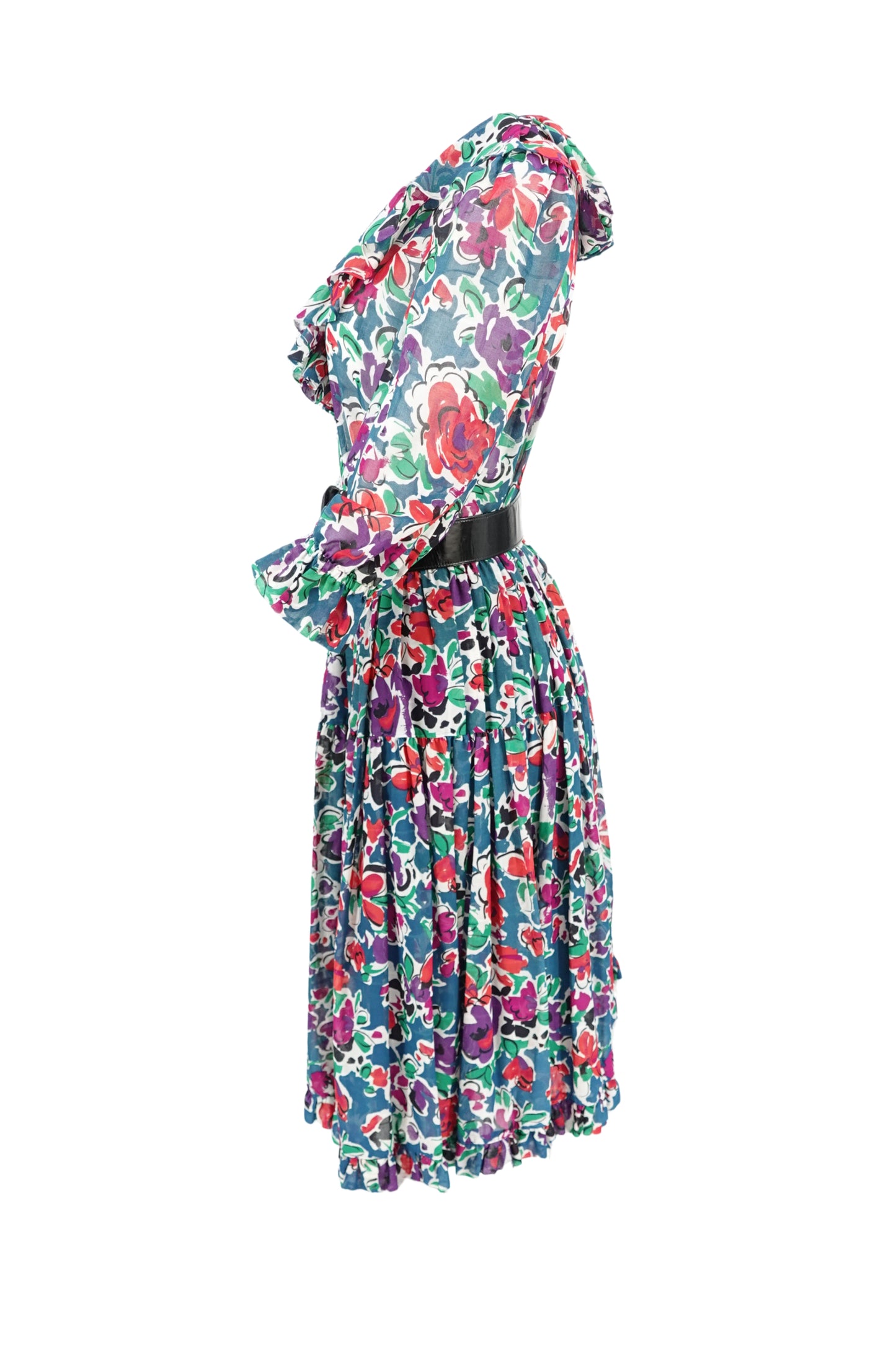 Yves Saint Laurent floral cotton two-piece set, back view — Disco Palma