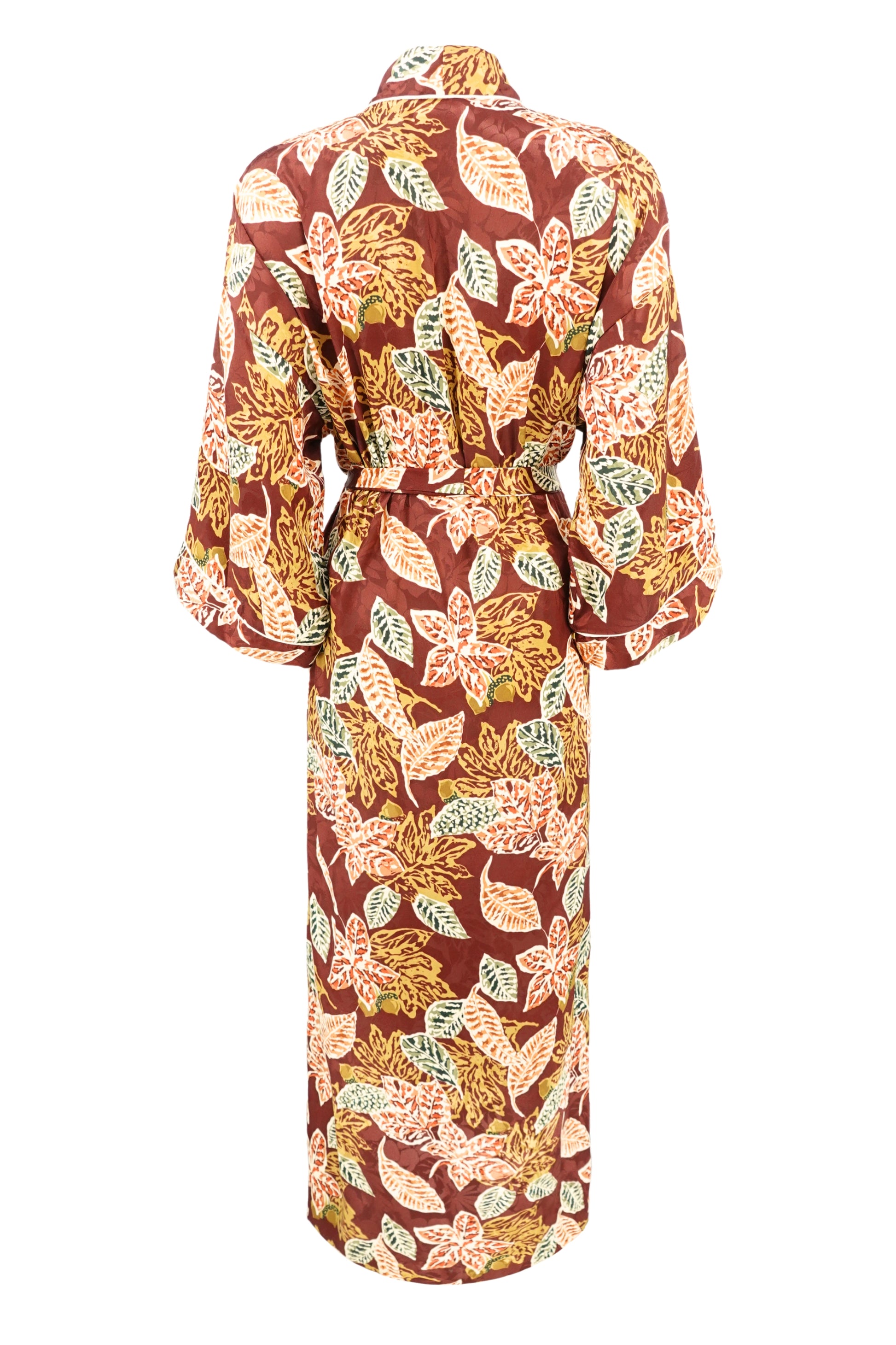 Christian Dior Lingerie autumn leaf print robe, back view — Disco Palma