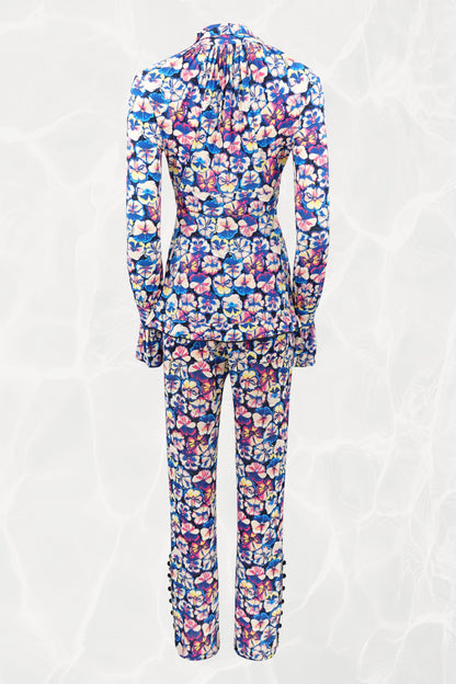 SS22 Two-Piece Fluorescent Floral Pant Set