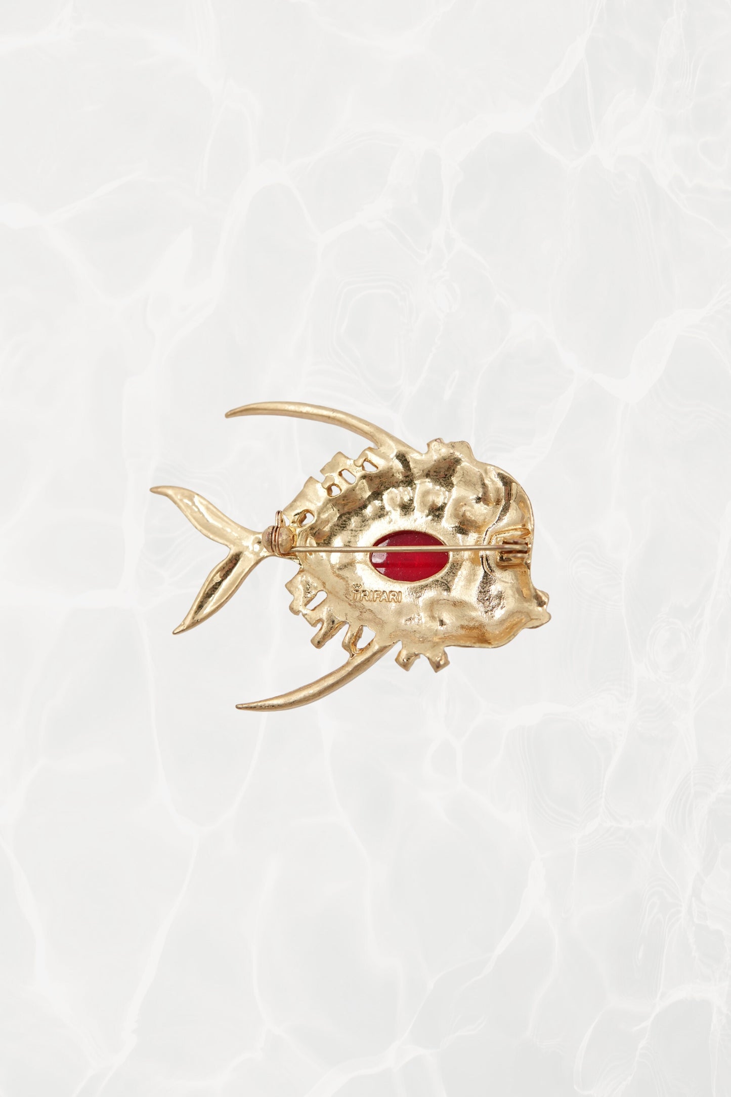 Trifari by Alfred Philippe Gold-Plated Sterling Silver Fish Brooch, Circa 1945